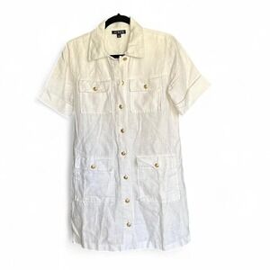 J. Crew White Gamine Shirt-Dress 100% Linen size 4